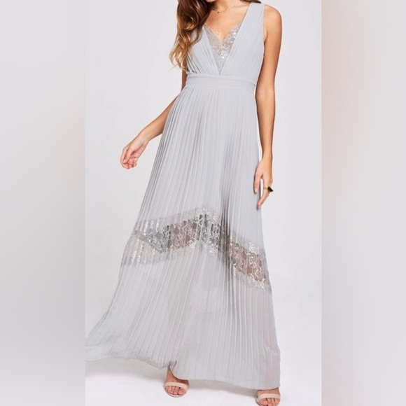 Little Mistress Pleated Lace Maxi Evening Dress in Sage colour Maternity dress 8 - Picture 2 of 15